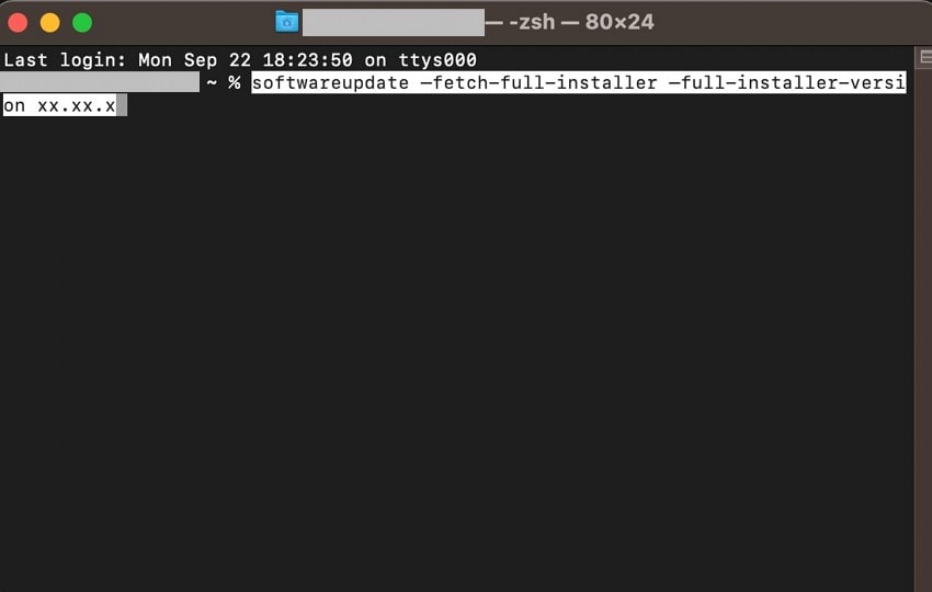 access terminal enter softwareupdate command