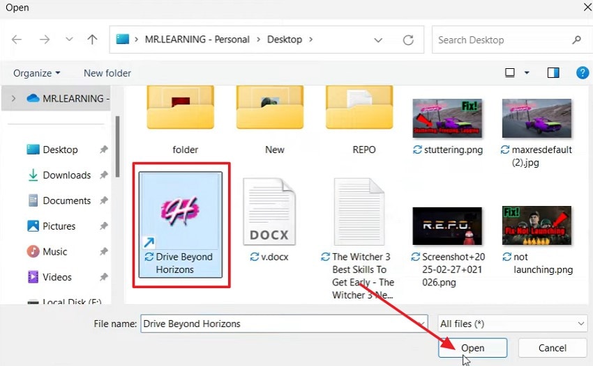 set drive beyond horizon as file