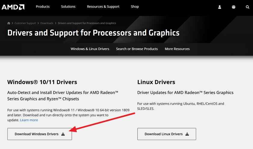 amd official driver support page