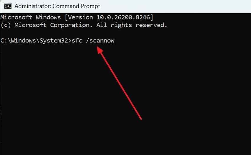 run sfc scannow command