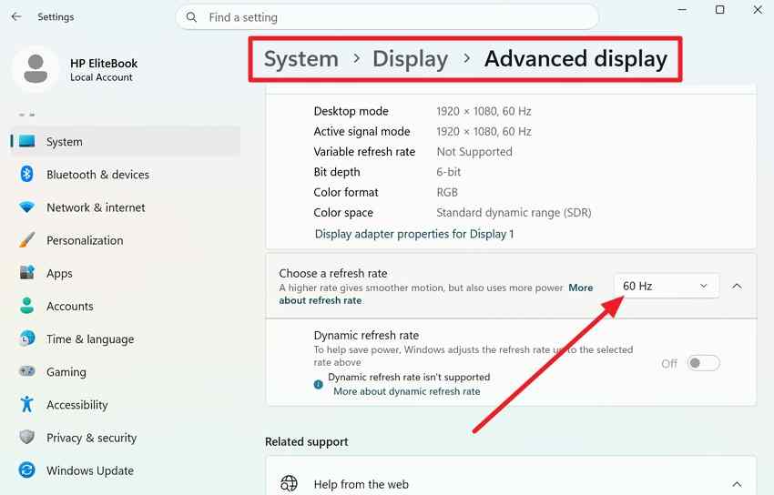 change windows 11 display refresh rate