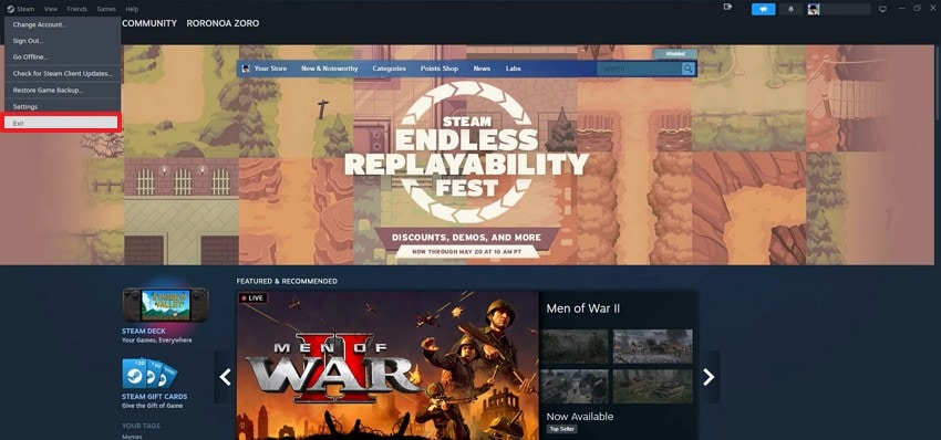 exit steam pc