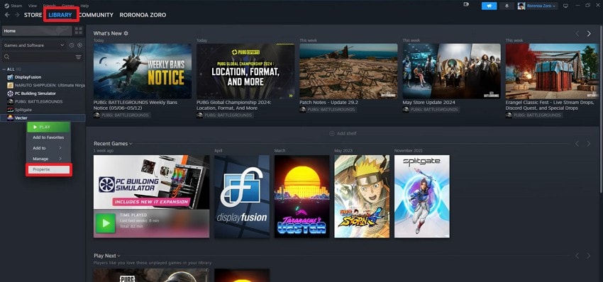 enter game properties steam