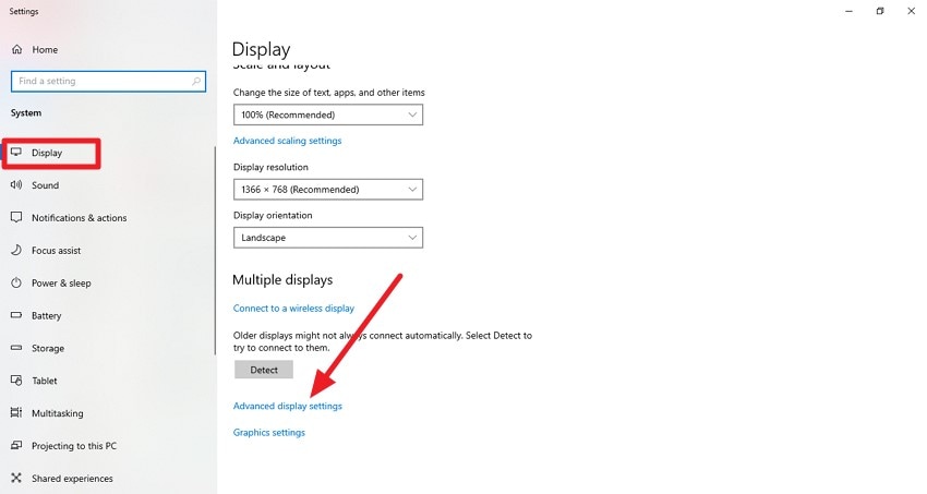 choose advanced display settings
