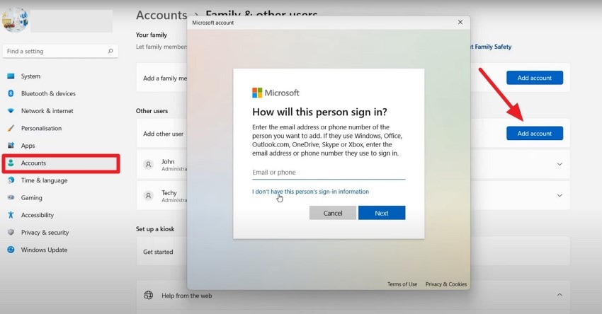 setup new user account