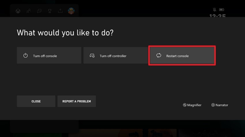 restart gaming console