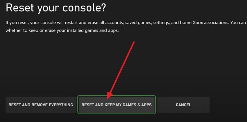 reset console and keep games