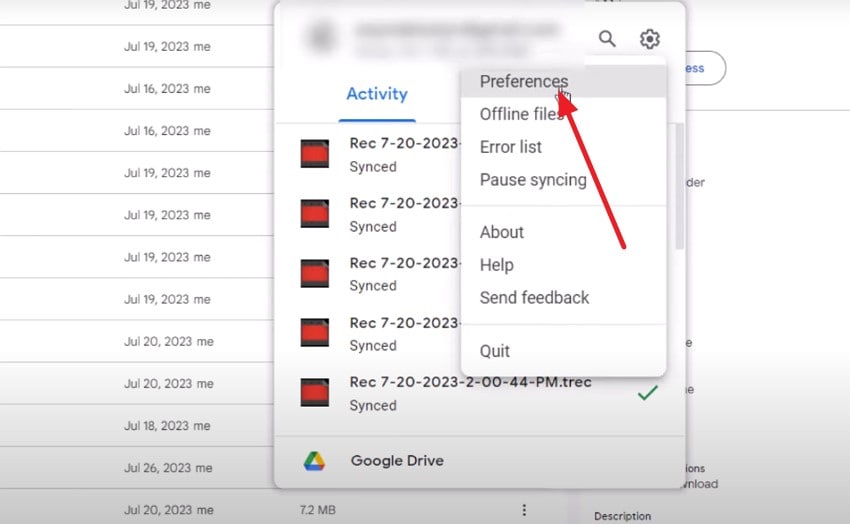navigate to the preferences button