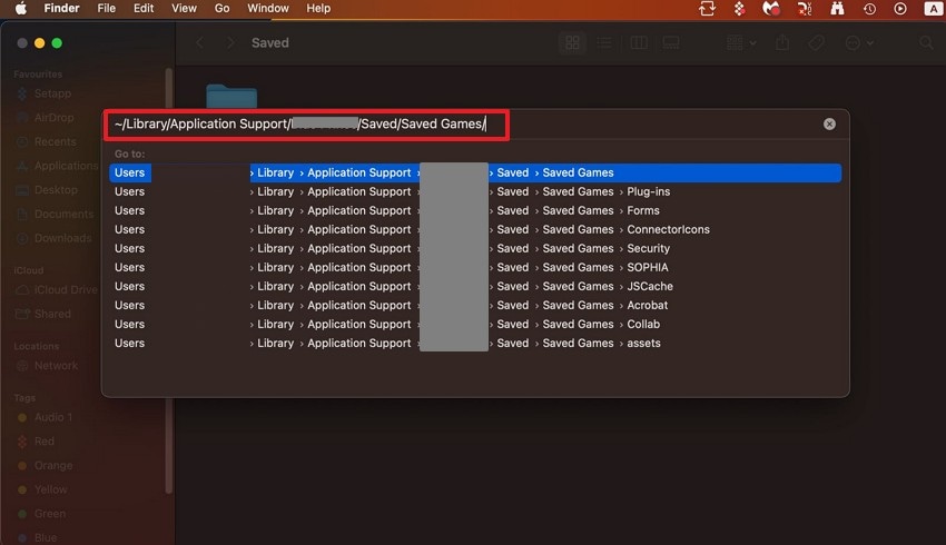 access savedgames folder on mac