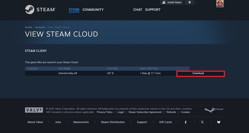 download the save files from cloud