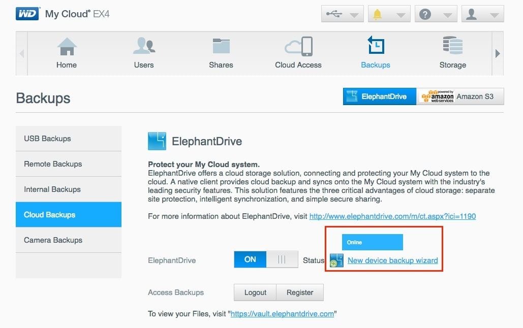 elephantdrive, software di backup synology