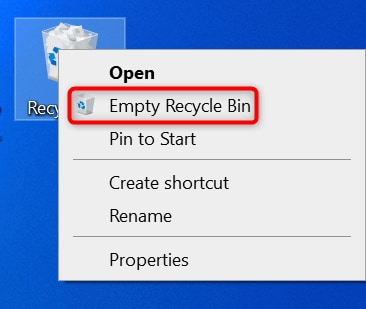 you can empty the recycle bin to free up disk space