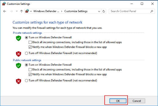 enable windows firewall