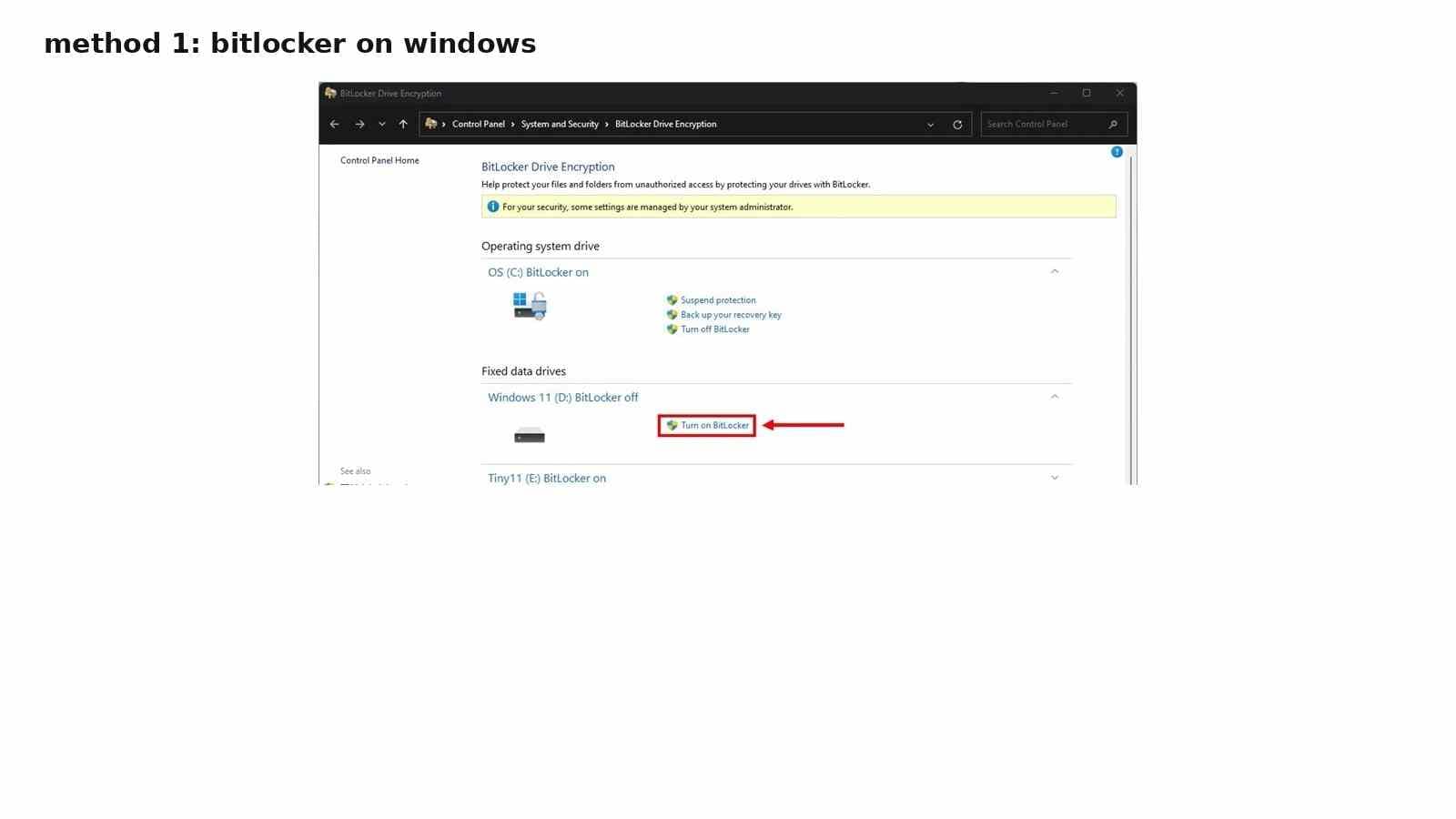 turn on bitlocker to encrypt a removable sd card on windows