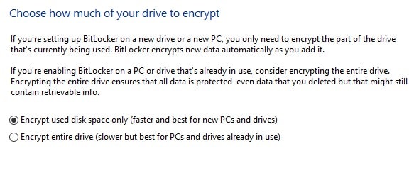 choose how much data to encrypt