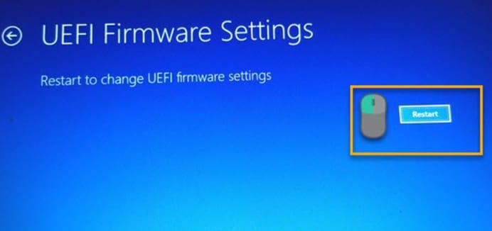 reiniciar la configuración del firmware uefi