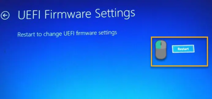 reinicie configuração do firmware uefi