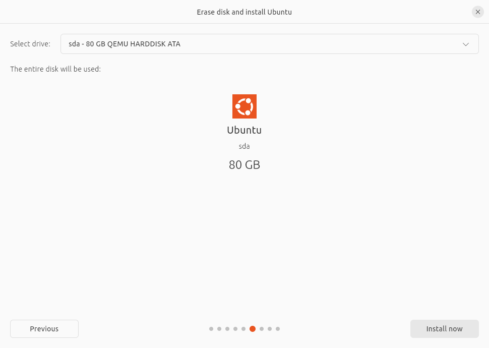 erase disk and install ubuntu warning screen