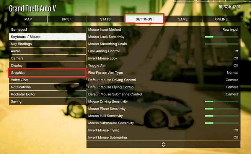 choose graphics in settings