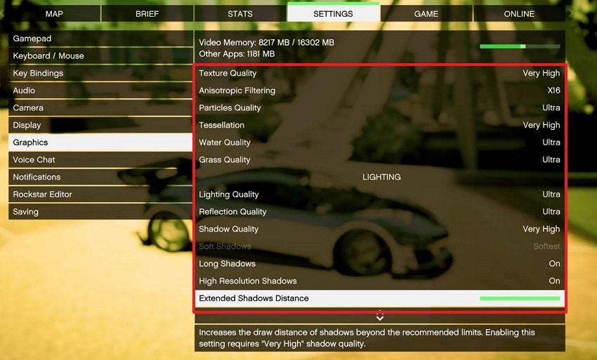 change the graphic settings