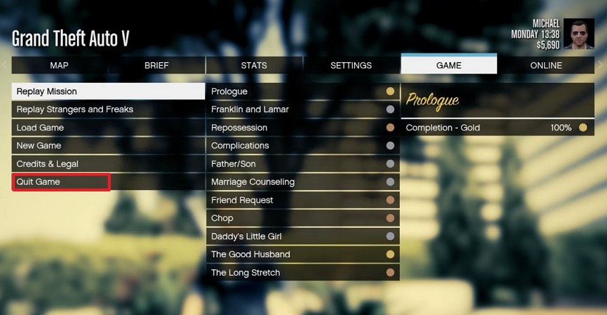 restart the gta 5 game