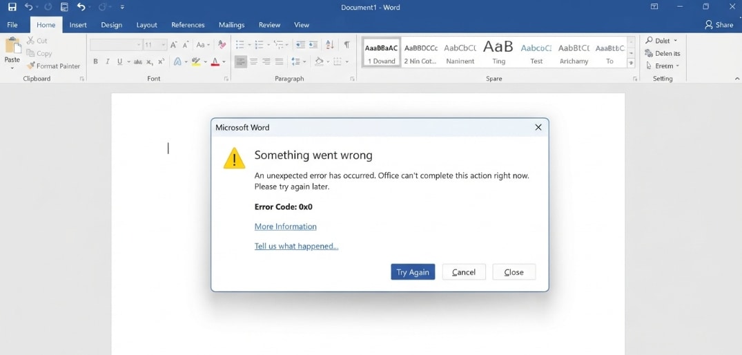 office error code 0x0 on mac