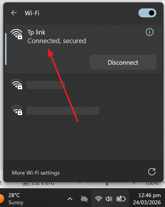 check your connected wifi