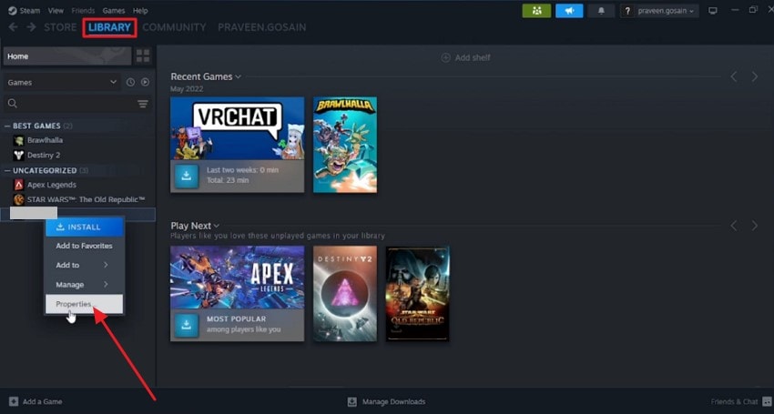 open library choose properties