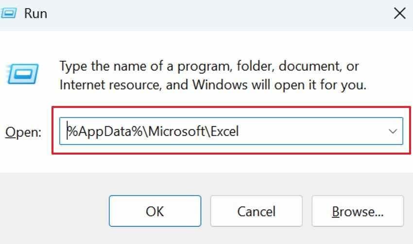 open excel appdata folder 