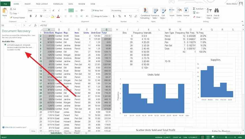 check document recovery pane 