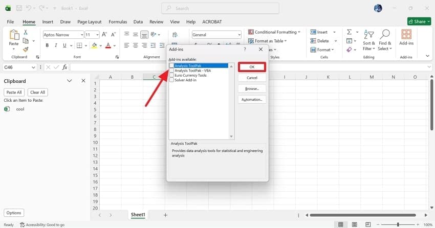 uncheck add-ins and click ok