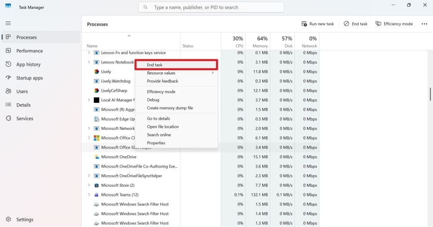 open task manager end task windows