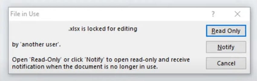 file is locked for editing