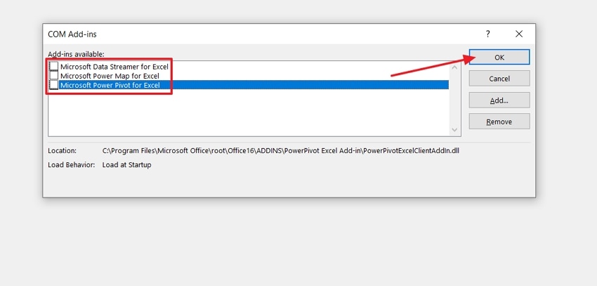 disable unnecessary add ins excel