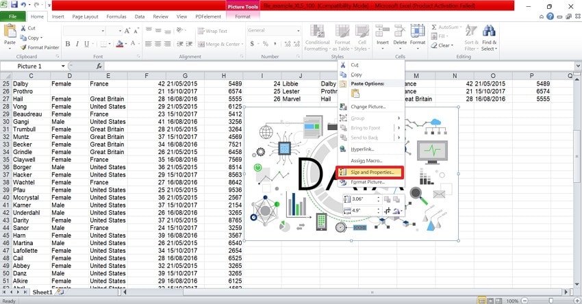 select image size options