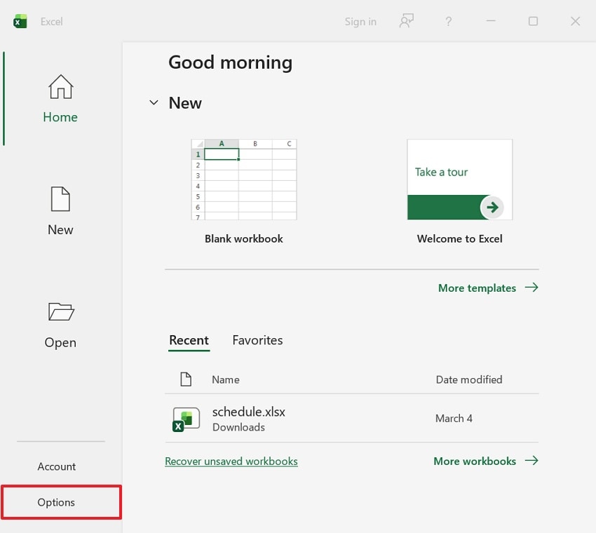 choose options from excel