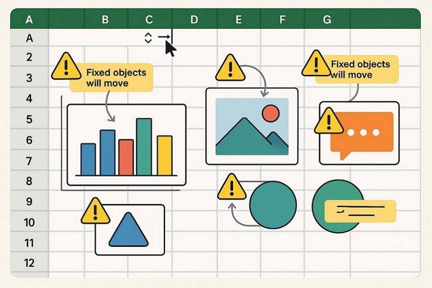 meaning excel fixed objects will move