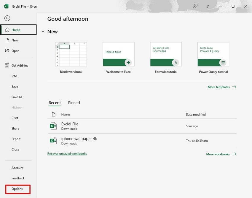 choose options button