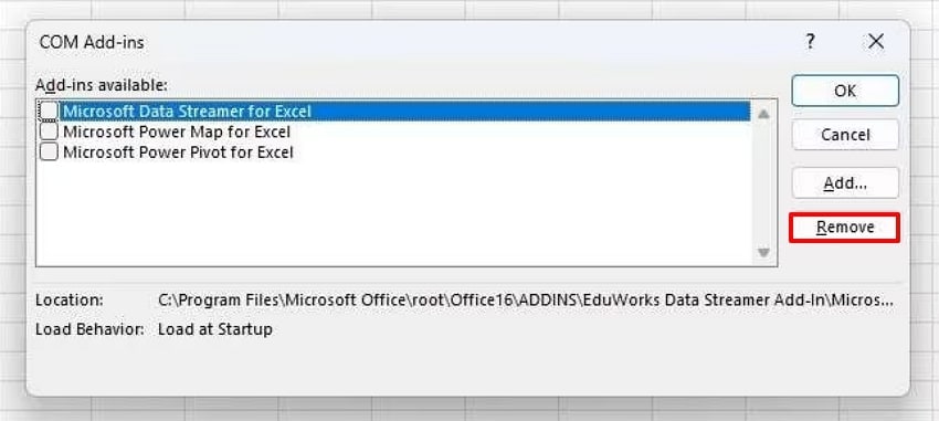 hit the remove button
