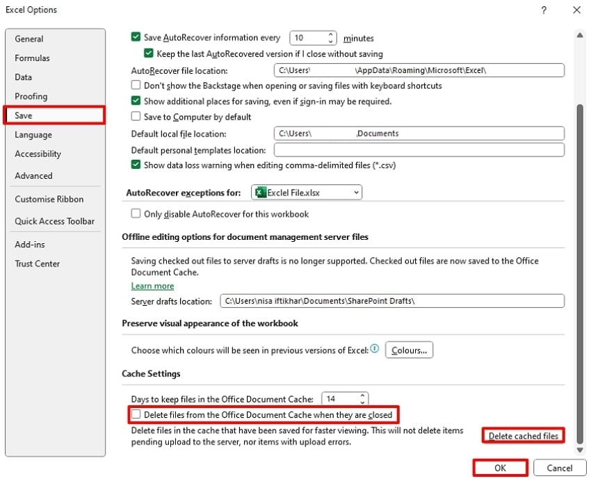 click delete cache files, hit okay