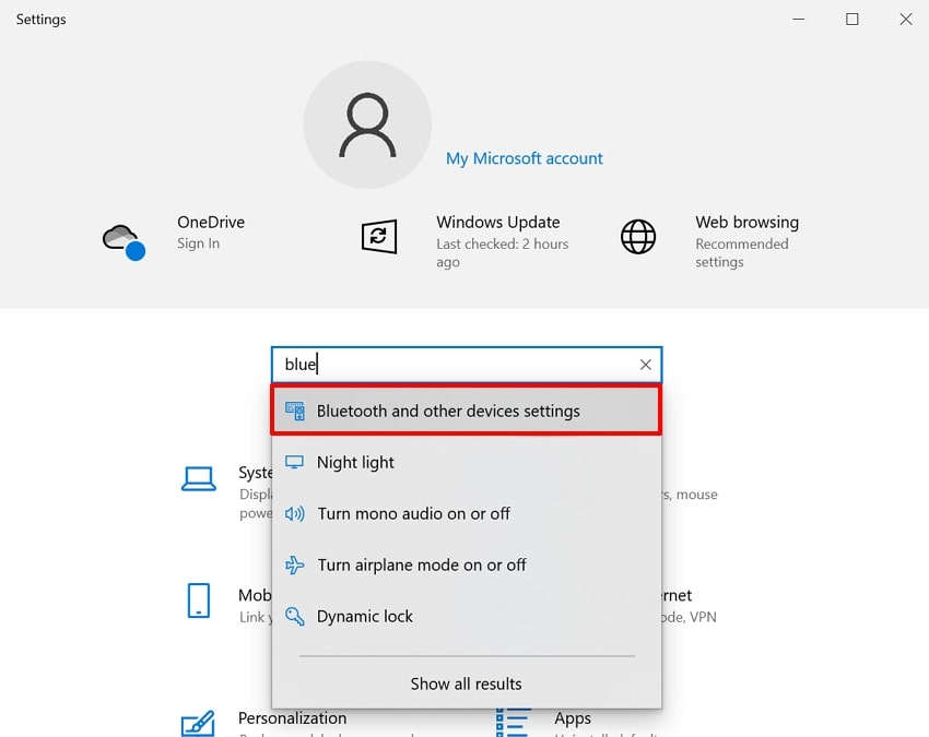 choose Bluetooth and other devices