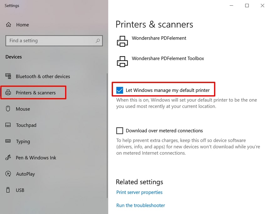 choose printer and scanner option