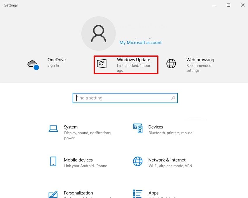 choose window update option