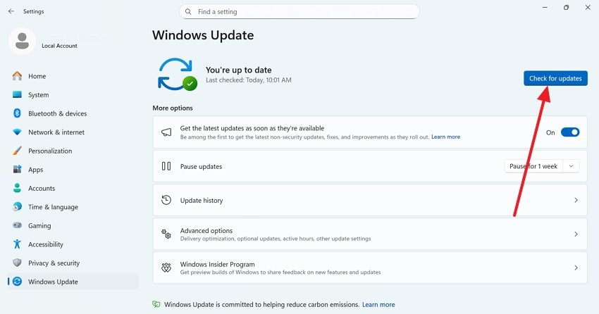 check for updates and install new update