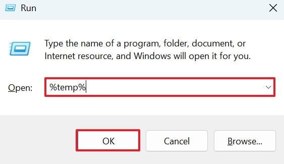 temp command in run window