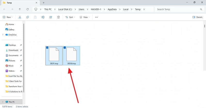 and relocate temp files