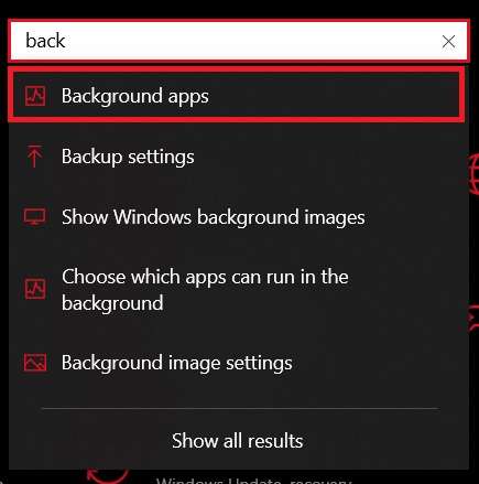 opening background app settings 