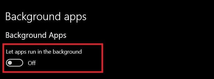 turning off background apps 
