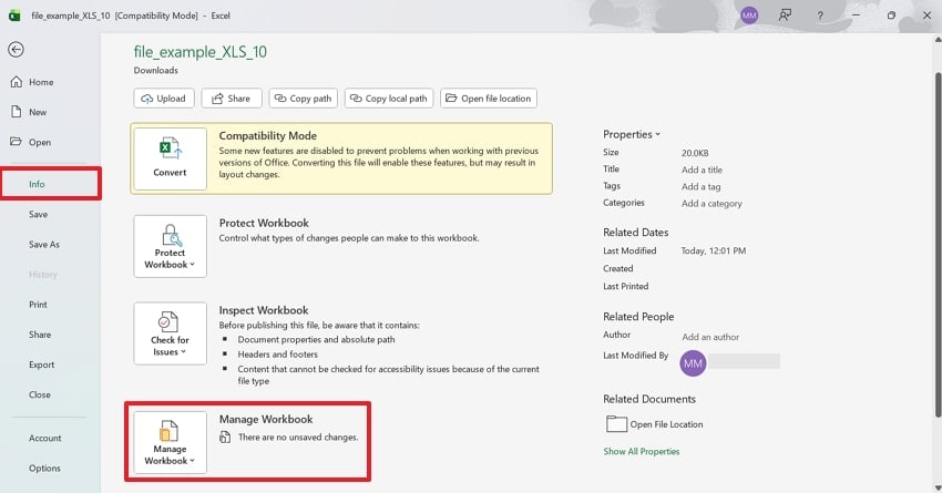 access manage workbook