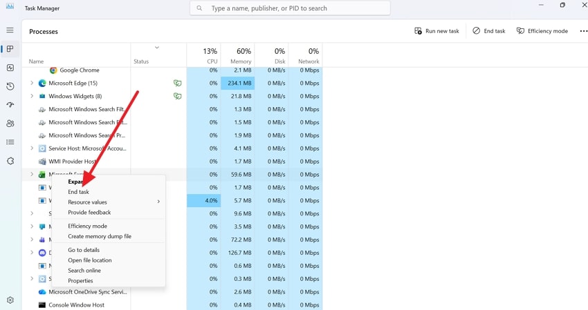 close excel through task manager